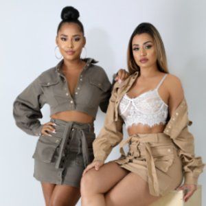 Two Piece Set Olive Denim